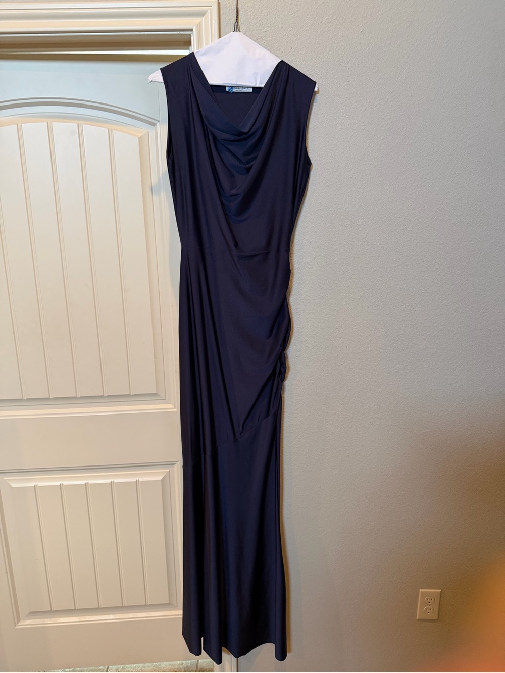 Chiara Boni Navy Draped Cowl Evening Gown - Picture 2 of 2